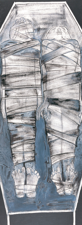 Krishen Khanna, The Grave is a Fine and Quiet Place... [Andrew Marvell to his Coy Mistress], 1998, Oil on canvas